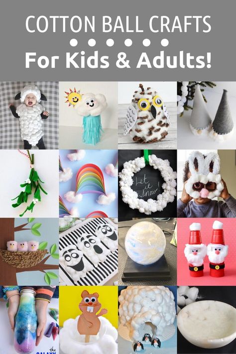 Do you have extra cotton balls in your bathroom? Get creative! Grab a bag or two and check out this list of creative crafts with cotton balls. Cotton Crafts Decor, Crafts With Cotton Balls, Crafts With Cotton, Kids Crafts Summertime, Cotton Ball Crafts, Christmas Crafts For Toddlers, Preschool Christmas Crafts, Winter Crafts For Kids, Crafts For Boys