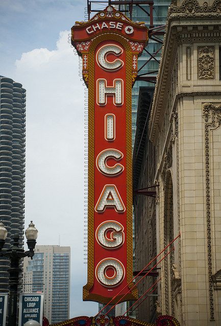 Chicago Sign | Flickr - Photo Sharing! Art Deco Chicago, Drive Inn Movies, Chicago Graphic Design, Chicago Street Art, Chicago Signs, Room Pics, Chicago Aesthetic, Theatre Sign, Chicago Wall Art