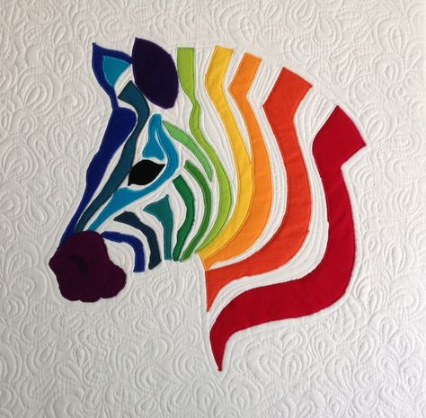 Zebra Wall, Zebra Art, Rainbow Zebra, Afrique Art, Quilt Modernen, Applique Quilting, Animal Quilts, Wall Quilts, Rock Painting Art