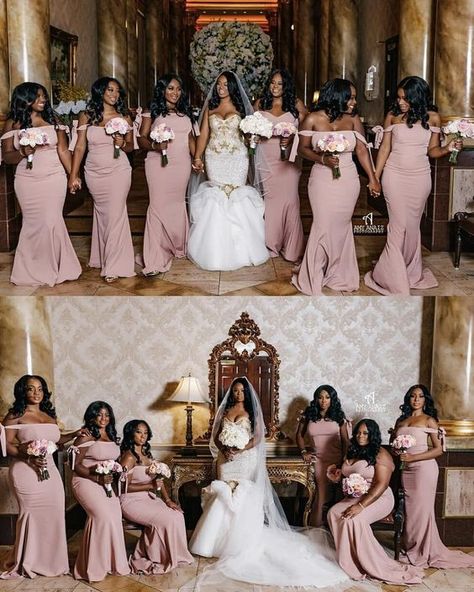 Black People Weddings, Bekväma Outfits, Bridesmaid Pictures, African American Weddings, Bridal Gallery, Black Bride, American Wedding, Bridesmaids And Groomsmen, Floral Image