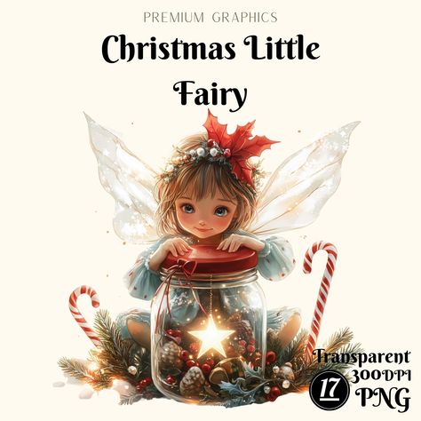 Christmas Fairy Illustration, Watercolor Holiday, Fairy Clipart, Scrapbooking Stickers, Holiday Party Invitations, Whimsical Christmas, Christmas Fairy, Seasonal Home Decor, Scrapbooking Embellishments