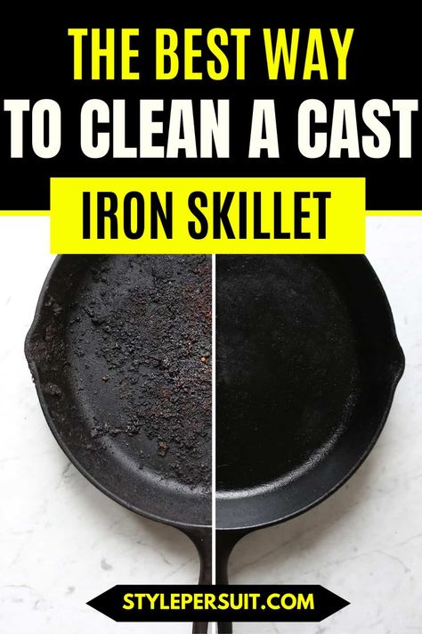 Cleaning a cast-iron skillet can seem daunting due to its unique properties, but with the right techniques, you can keep your skillet in excellent condition. Checkout a step-by-step guide on how to clean a cast-iron skillet: Cleaning Cast Iron Pans, Season Cast Iron Skillet, Seasoned Cast Iron Pan, Enamel Dutch Oven, Cast Iron Cleaning, Seasoning Cast Iron, Cast Iron Skillet Recipes, Cast Iron Grill, Cast Iron Pot