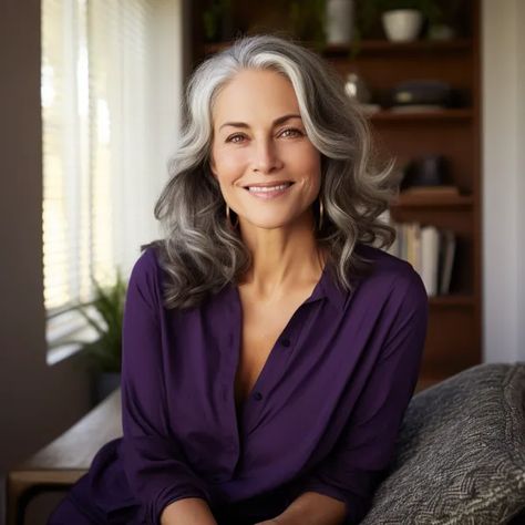 The Best Colors to Wear with Gray Hair Dressing With Grey Hair, Styling Grey Hair, Best Wardrobe Colors For Grey Hair, Green Eyes Grey Hair, Wardrobe For Gray Hair, What Color Clothes To Wear With Gray Hair, Clothing Colors To Wear With Grey Hair, Silver Hair Color Palette, Gray Hair Fashion Outfit