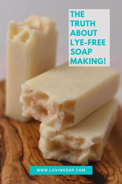 Learn the reality of creating soap without lye. This post addresses common misconceptions about lye - a key ingredient in true soapmaking. While intimidating to beginners, lye is essential in cp soap, though it's not present in the final product once cured. Alternatively, melt and pour soap uses a pre-made base, eliminating the need for handling lye. Many are led astray by claims of lye-free soap from scratch; however, such products are more akin to detergents than soaps. How To Make Soap Without Lye, Diy Soap Bars For Beginners Without Lye, Soap Without Lye Recipes, Lye Free Soap Recipes, Diy Soap Base, Making Soap Without Lye, Lye Free Soap, Soap Without Lye, Natural Soaps Recipes