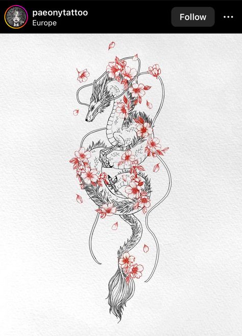 Black Dragon Tattoo, Tato Paha, Flower Spine Tattoos, Red Dragon Tattoo, Tato Naga, Chinese Dragon Tattoos, Dragon Tattoo For Women, Small Pretty Tattoos, Spine Tattoos For Women