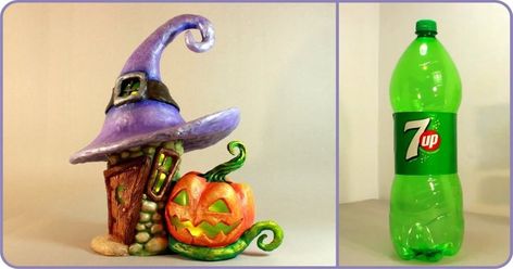 Halloween Fairy House Using Plastic Bottle diy halloween halloween crafts halloween diy diy halloween crafts fairy house halloween projects Diy Lamp Ideas, Diy Plastic Bottle, House Lamp, Fairy House Diy, Halloween Fairy, Lamp Ideas, Creative Mom, Clay Fairies, Tin Foil