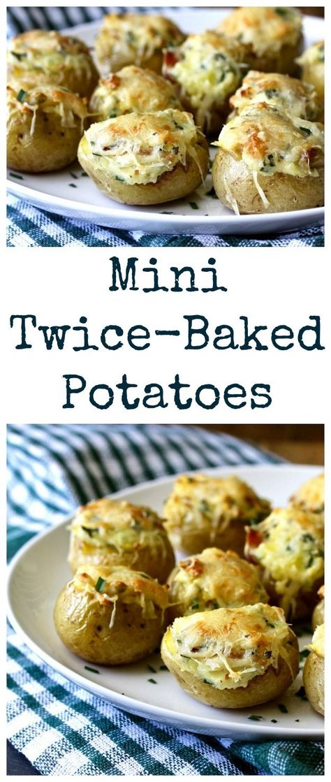 These Mini Twice-Baked Potato Appetizers are are pretty much "comfort food meets the cocktail hour." Mini Stuffed Potatoes, Cookout Finger Foods, Christmas Luncheon, Twice Baked Potato, Potato Appetizers, Delicious Sides, Mini Potatoes, Black Garter, Appetizer Ideas