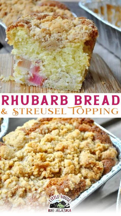 Rhubarb Recipes Bread, Rhubarb Bread Recipe, Rhubarb Oatmeal Bars, Rhubarb Coffee Cake, Easy Rhubarb Recipes, Rhubarb Desserts Recipes, Rhubarb Oatmeal, Streusel Topping Recipe, Best Rhubarb Recipes