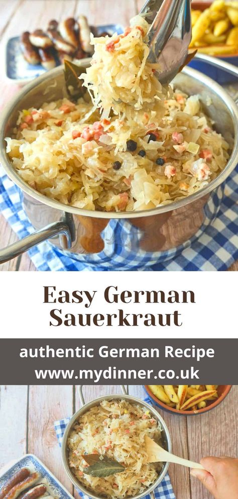 Authentic German Sauerkraut Recipe How To Cook Sauerkraut, Best Ever Saurkraut, Sauerkraut Recipes Crockpot, Saurkraut Recipes German, Bratwurst And Sauerkraut Recipes, Oktoberfest Sauerkraut, German Sauerkraut Recipes, Sauerkraut Recipes Homemade, Sourkrout Recipes