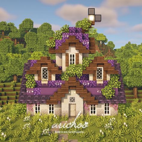 Minecraft Cottage Design, Aesthetic Minecraft Pictures, Minecraft Cute Aesthetic, Pink Cottage Minecraft House, Cute Small Cottage Minecraft, Cottage Mc House, Aesthetic Minecraft Builds Cottagecore House, Minecraft Building Ideas Cottagecore House, Minecraft Buildings Aesthetic