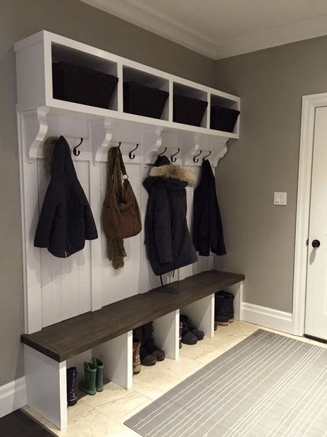 17 Super Genius Mudroom Ideas That Turns Heads - By Kimberly Faye Cubbies By Front Door, Diy Front Door Shoe Storage, Shoe Organizer Front Door Entryway, Front Door Shoe Storage Entryway Diy, Front Door Cubbies, Front Entry Shoe Storage Ideas, Front Door Storage Entryway, Front Door Organization, Front Entrance Storage