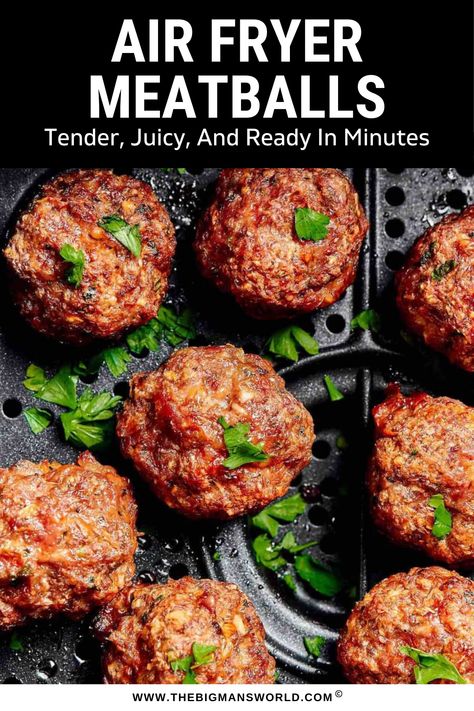 Air Fry Meatballs Recipe, Mini Meatballs Air Fryer, How To Cook Meatballs In Air Fryer, Bbq Meatballs Air Fryer, Beef Meatballs Air Fryer, Italian Meatball Recipes Air Fryer, Easy Air Fryer Meatballs, Meatballs Airfryer Time, Easy Meatball Recipes Air Fryer