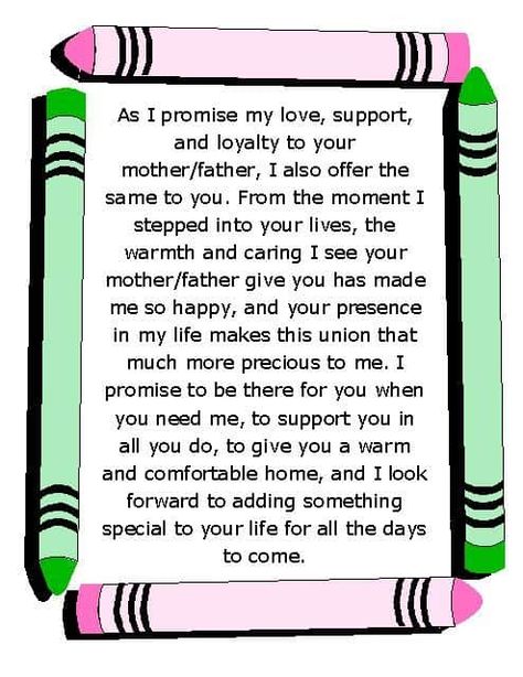 Step Children Quotes, Vows For Him, Wedding Vows For Him, Step Children, Best Wedding Vows, Blended Family Wedding, Wedding Ceremony Readings, Wedding Ceremony Script, Candle Wedding