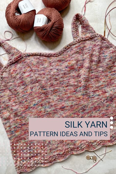 When it comes to summer knitting, there's no fibre quite like silk. In this knitting blog I'm explaining all about silk yarn, with insider tips on what it's like to work with, how to find ethical silk yarn, and how it can affect your gauge. And of course, there are plenty of pattern tips. Read the blog now. Knitting With Cotton Yarn, Silk Tee, Knitting Tips, Knitting Blogs, Summer Basics, Silk Yarn, My Summer, Summer Knitting, Silk Wool