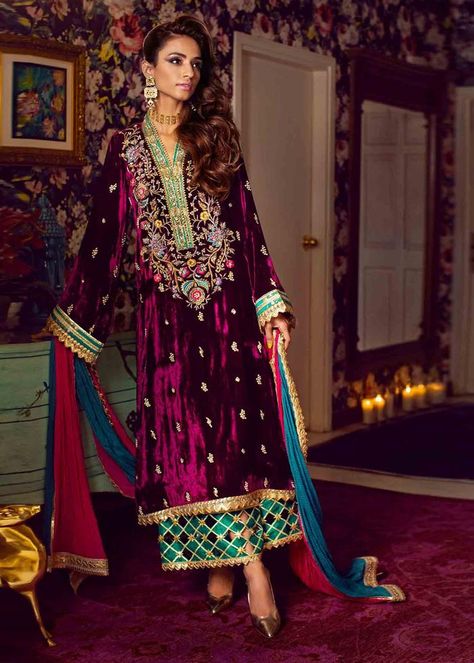 Velvet dupatta suits