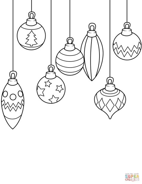 Simple Christmas Ornaments Coloring Page Ornaments Coloring Pages, Christmas Ornaments Coloring, Notesbog Design, Christmas Ornament Coloring Page, Printable Christmas Ornaments, Easy Christmas Drawings, Coloring Christmas, Diy Jul, Ornament Drawing