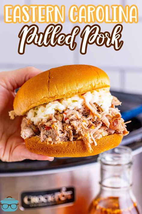 Carolina Pulled Pork Slow Cooker, North Carolina Pulled Pork, Crockpot Pork Shoulder, Pork Crock Pot, Pulled Pork Crock, Pork Crock, Carolina Pulled Pork, Barbeque Pork, Crock Pot Pulled Pork Recipe