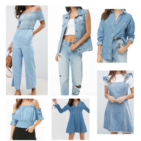 Date Night Outfits Inspired by Your Favorite TV Show Couples - College Fashion Movie Date Outfit Ideas, Show Couples, Movie Date Outfits, Jumpsuit Denim, Vest Denim, Denim Pinafore Dress, Tv Show Couples, Denim Pinafore, Date Night Outfits