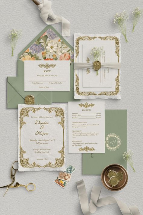 A Timeless Elegance: Baroque Wedding Invitations Designed with Love, Just Like Yours At BlocksDesignCo, we believe wedding invitations deserve the same care and attention to detail as your love itself.  That's why we offer a semi-custom baroque wedding invitation suite designed to perfectly capture the essence of your special day. Set the tone for your wedding: Announce your special day in a way that reflects the romance and sophistication of the Regency era. Uniquely Yours: Semi-customizable op Regency Era Wedding, Royal Wedding Theme, Royal Wedding Themes, Baroque Wedding, Wedding Crest, Gold Baroque, Baroque Design, Elegant Aesthetic, Timeless Aesthetic