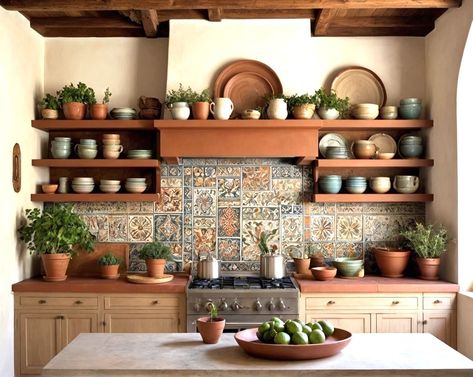 How To Create A Beautiful Mediterranean Style Kitchen Mediterranean Cottage Interior, Mediterranean Decor Kitchen, Italian Kitchen Ideas, Mediterranean Style Kitchen, Mediterranean Style Interior, Hacienda Style Kitchen, Mediterranean Kitchen Design, Spanish Style Kitchen, Moroccan Kitchen