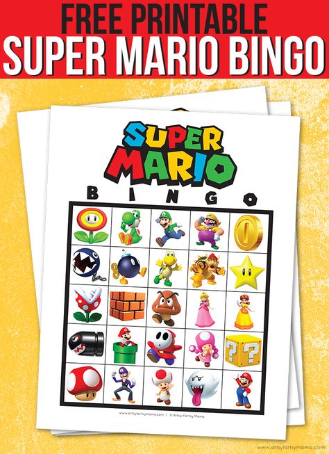 Free Printable Super Mario Bingo #nintendo #supermario #mario #bingo #freeprintable #partygames #partyprintables #kidsactivities #freebies Super Mario Fine Motor Activities, Super Mario Party Printables Free, Super Mario Teacher Appreciation, Super Mario Bros Activities, Video Game Arts And Crafts, Mario Bingo Free Printable, Super Mario Coins Printable, Super Mario Bros Party Games For Kids, Mario Theme Activities