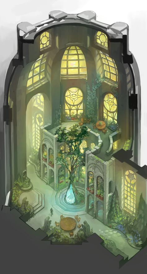 Skyrim Mod, Ewolucje Eevee, Interior Concept Art, Magical House, Greenhouse Interiors, Isometric Art, Location Inspiration, Knight Art, Building Art