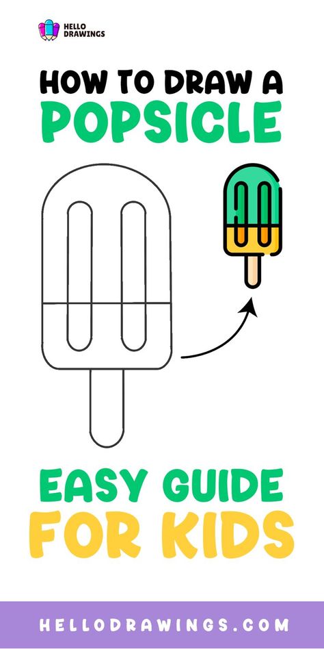 How to Draw a Popsicle | Step by Step Guide for Kids Popsicle Drawing, Easy Popsicles, Sweet Food, Camping Art, Food Drawing, Drawing Skills, Drawing Tutorials, Eye Art, Drawing Challenge