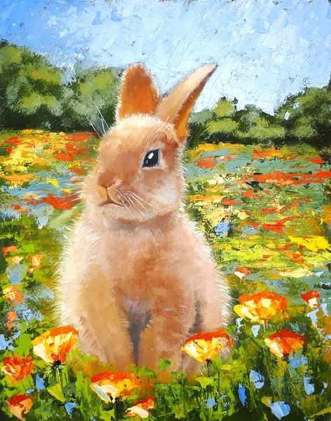 Painting Meadow, Above Sofa, Sofa Art, Hare Painting, Meadow Painting, Bunny Wall Art, Art Rabbit, Easter Paintings, Rabbit Wall Art