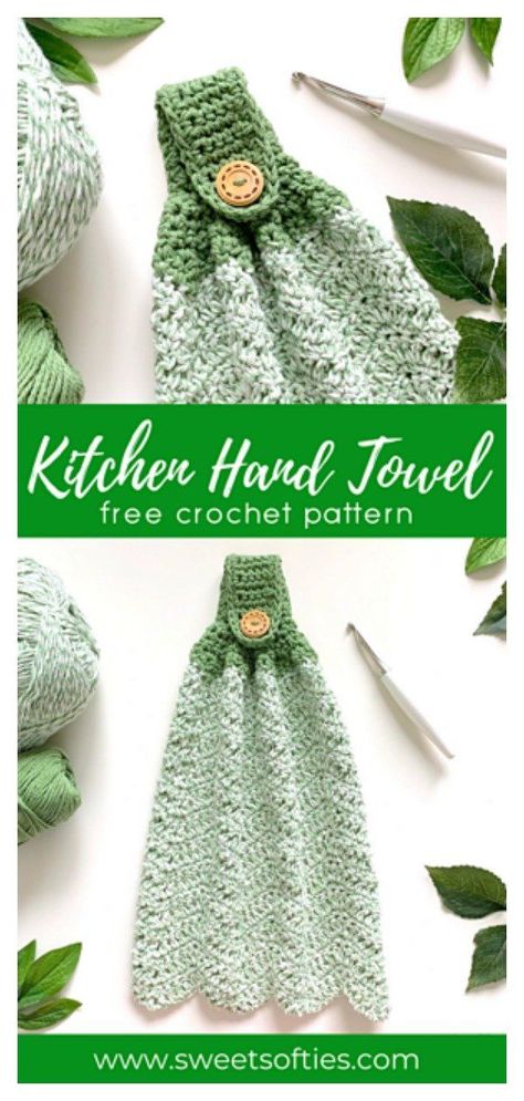 Hanging Towel Free Crochet Pattern Kitchen Crochet Patterns, Crochet Towel Tops, Cotton Crochet Patterns, Crochet Dish Towels, Crochet Towel Topper, Crochet Kitchen Towels, Kitchen Crochet, Kitchen Hand Towel, Dishcloth Crochet Pattern