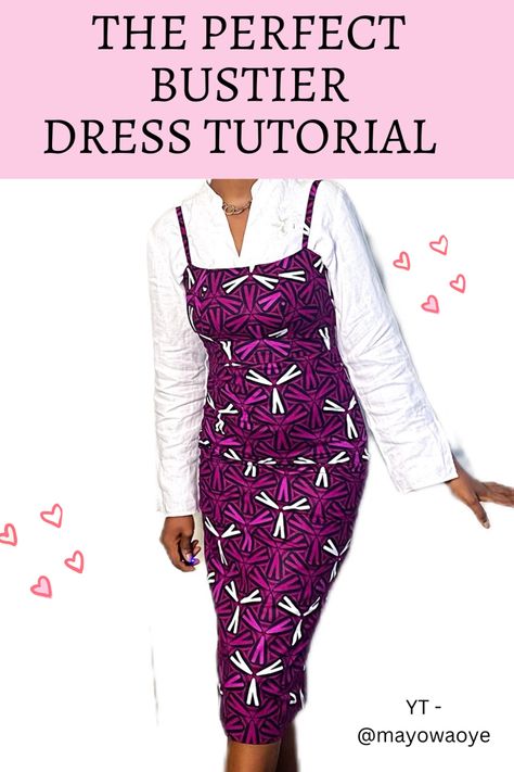 How to draft, cut and sew a bustier dress from scratch Simple Strapless Dress, Pencil Gown, Diy Gown, Bustier Pattern, Easy Diy Clothes, Dress Tutorial, Fashion Sewing Tutorials, Pretty Kitty, Diy Simple