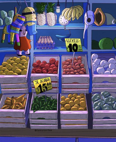 Ilustración de mercado mexicano / procreate Mexican Store Ideas, Mexican Mercado, Mexican Aesthetic, Mexican Culture Art, English Projects, Mexico Culture, Retro Logos, Arte Inspo, Mexican Culture