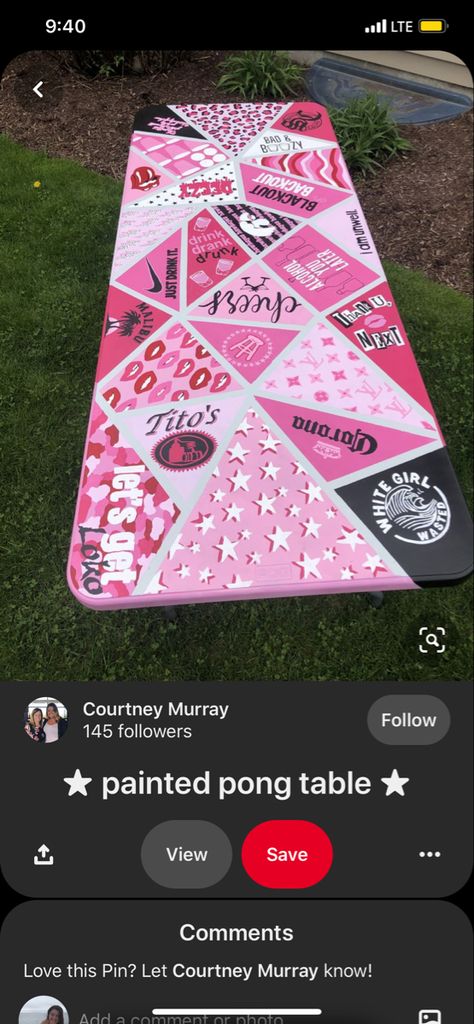 Barbie Beer Pong Table, Girly Painted Beer Pong Table, Girly Beer Pong Table, Girly Pong Table, Pink Pong Table, Girl Pong Table, Pink Beer Pong Table, Champagne Pong, Indie Ideas