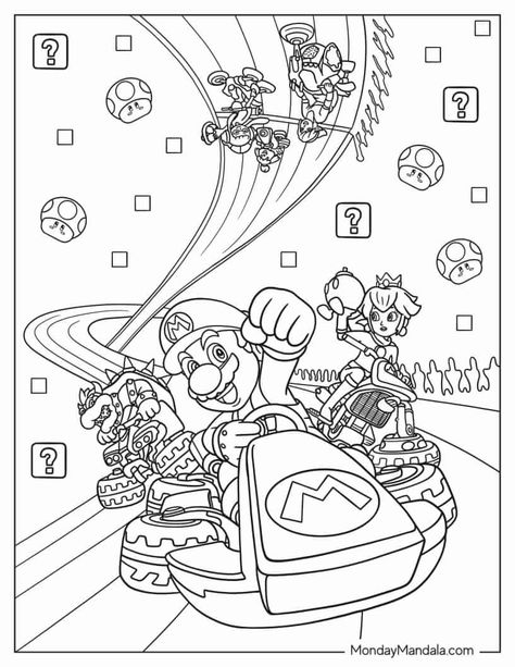 34 Mario Kart Coloring Pages (Free PDF Printables) Mario And Luigi Coloring Pages Free Printable, Mario Free Printables Coloring Pages, Super Mario Kart Coloring Pages, Coloring Pages Mario Bros, Super Mario Coloring Sheets, Free Mario Coloring Pages, Mario Colouring Sheet, Mario Kart Printables, Mario Characters Coloring Pages