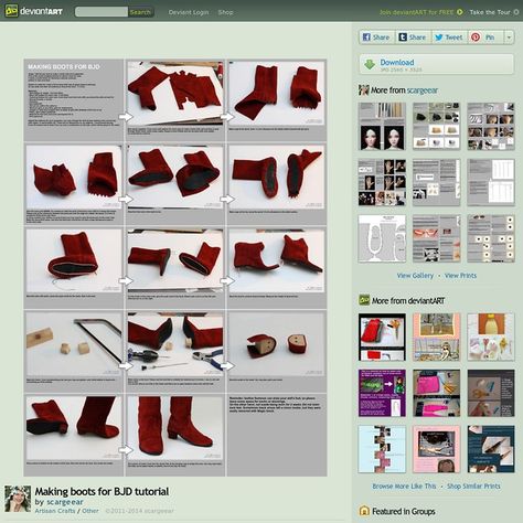 Making Boots For A BJD Tutorial | Pearltrees Diy Doll Shoes, Bjd Tutorial, Doll Shoes Tutorial, Diy Boots, Boots Pattern, Doll Boots, Doll Shoe Patterns, Accessoires Barbie, Куклы American Girl