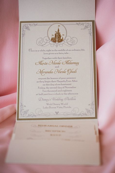 Disney Fairy Tale Wedding invitations by Themes Come True Inc  © Root Photography Fairytale Theme Wedding Invitation, Fairytale Quinceanera Invitations, Elegant Disney Wedding Invitations, Wedding Invitations Princess, Sleeping Beauty Quinceanera Theme Invitations, Once Upon A Time Wedding Invitations, Wedding Invites Disney, Disney Fairytale Wedding Invitations, Cinderella Themed Wedding Invitation