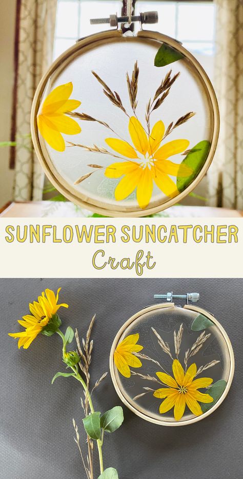 Spring Crafts Seniors, Spring Craft Adult, Sunflower Gifts Ideas Diy, Senior Citizen Crafts Easy, Simple Crafts For Adults Diy, Fall Craft Ideas For Senior Citizens, Sunflower Suncatcher Craft, Sun Crafts For Adults, Nature Suncatcher Craft