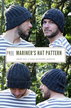 . Mariners Hat, Mens Hat Knitting Pattern, Beanie Pattern Free, Beanie Knitting Patterns Free, Hat Patterns Free, Knitting Patterns Free Hats, Hat Knitting Pattern, Hat Knitting, Knitted Wit