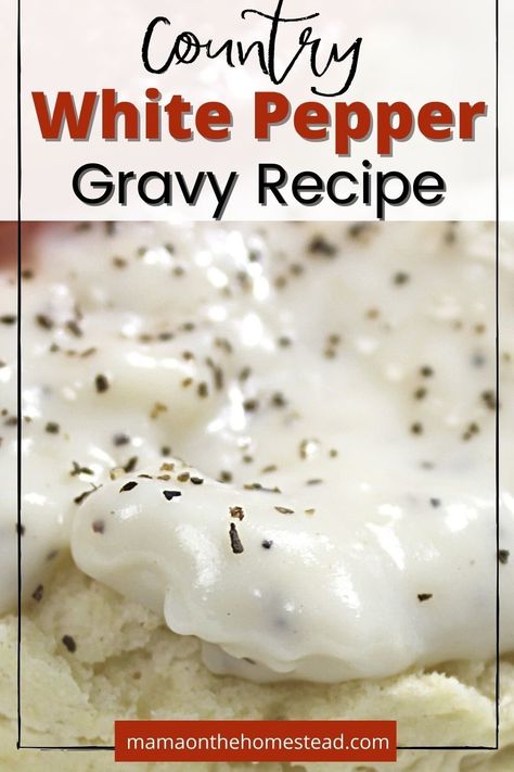 Easy Pepper Gravy Recipe, Country Pepper Gravy Recipe, Peppered White Gravy Recipe, Peppered Gravy Mix Recipe, Homemade White Pepper Gravy, Homemade Peppered Gravy, White Biscuit Gravy Recipe, Home Made White Gravy, Homemade White Gravy For Biscuits