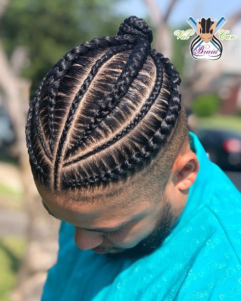 Image may contain: one or more people and closeup King Hairstyle, Male Cornrows, Fade Braids, Boy Braid Styles, Male Braids, Cornrow Braids Men, Braids With Fade, Hair Sponge, Braided Man Bun