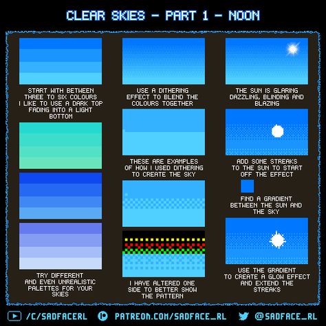 #pixel #art #tutorial #clearskies #skies #sky #sunshine Pixel Art Tutorial Beginner, Beginner Pixel Art, Sun Pixel Art, Sky Pixel Art, Pixel Sky, Pixel Tutorial, Wave Illustration, Pixel Animation, Procreate Ipad Art