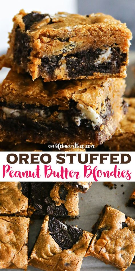 Oreo Dessert Recipes Easy, Peanut Butter Blondies, Oreo Dessert Recipes, Peanut Butter Oreo, Oreo Recipes, Cookies Easy, Peanut Butter Desserts, Oreo Dessert, Peanut Butter Recipes