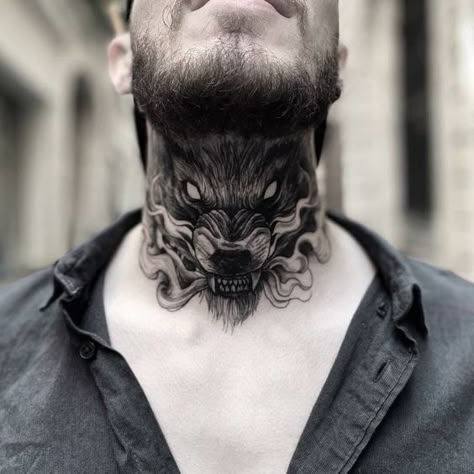 Neck Tattoo Design For Men, Cool Neck Tattoos, Kneck Tattoos, Back Of Neck Tattoo Men, Simple Neck Tattoos, Neck Tattoos For Men, Shen Long Tattoo, Full Neck Tattoos, Best Neck Tattoos