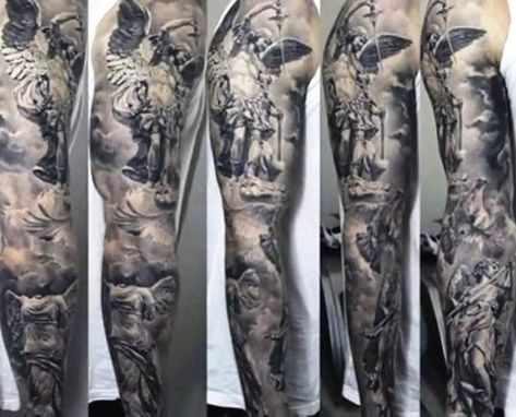 Holy Tattoos, Girls With Sleeve Tattoos, Tato Lengan, Geniale Tattoos, Arm Sleeve Tattoos, Full Sleeve Tattoos, Sleeves Ideas, Best Sleeve Tattoos, Tattoos Designs