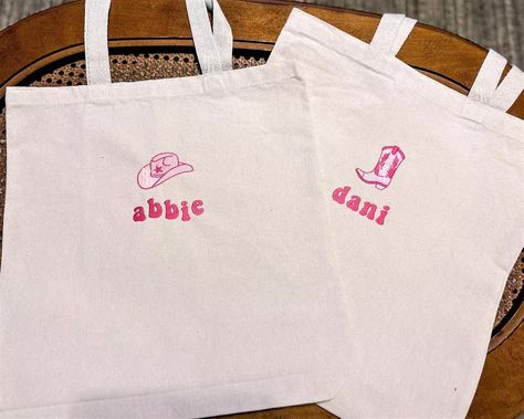 Unique Nashville Bachelorette, Bachelorette Party Embroidery, Bachelorette Gift Bags For Bridesmaids, Bachelorette Party Favors Cricut, Austin Bachelorette Party Favors, Cowgirl Bridesmaid Proposal, Nashville Bachelorette Party Gifts, Nashville Bachelorette Goodie Bags, Nashville Bachelorette Bags