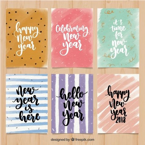 New Year Cards Handmade, Kartu Ulang Tahun Diy, Creative Birthday Cards, New Year Cards, Birthday Card Drawing, Birthday Card Craft, Happy New Year Cards, Hand Lettering Art, Hand Lettering Quotes