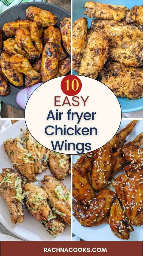 You will love this collection of best air fryer chicken wings recipes. These are easy to make, the best wings recipes and so very crispy while not being greasy. You will love to make these for game night or evening with drinks. Air Fryer Chicken Wings Recipes, Air Fryer Recipes Wings, Crispy Air Fryer Chicken Wings, Chicken Wings Recipes, Keto Chicken Wings, Crispy Air Fryer Chicken, Easy Chicken Wing Recipes, Easy Chicken Wings, Wings Recipes