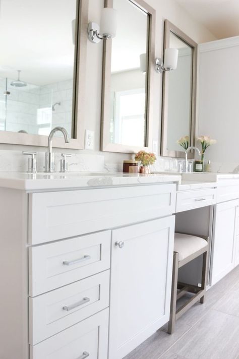 Bathroom Vanity With Makeup Area, Vanity With Makeup Area, Vanity With Makeup, Vanity In Bathroom, Bathroom With Makeup Vanity, Master Bath Vanity, Makeup Area, Bathroom Remodels, Great Bathrooms