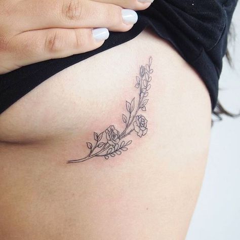 Flower Tattoo On Ribs, Toronto Tattoo, Small Rib Tattoos, Rare Tattoos, Rib Tattoos For Women, Flower Tattoo Meanings, Women Tattoos, Tattoos For Women Flowers, Small Flower Tattoos