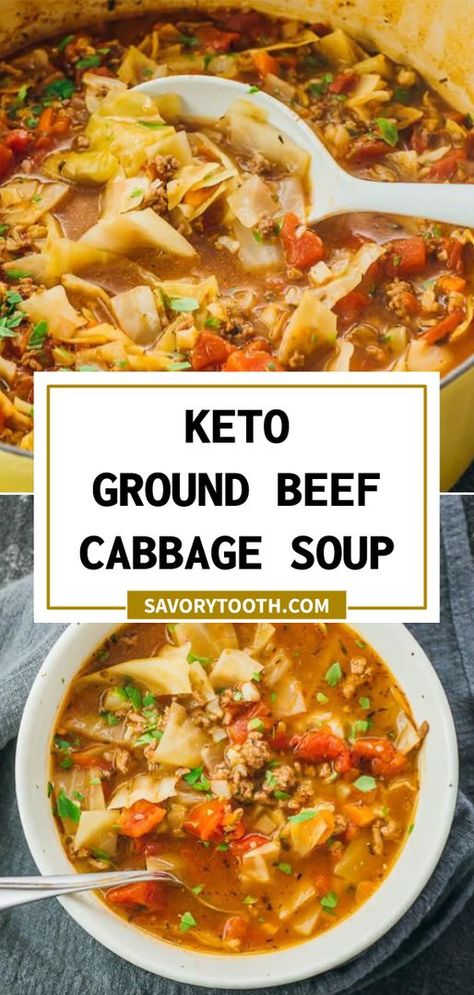 Ground Beef Cabbage Soup, Cabbage Soup With Ground Beef, Keto Cabbage Soup, Ground Beef Cabbage, Keto Cabbage, Beef Cabbage Soup, Keto Ground Beef, Ground Beef And Cabbage, Beef Cabbage