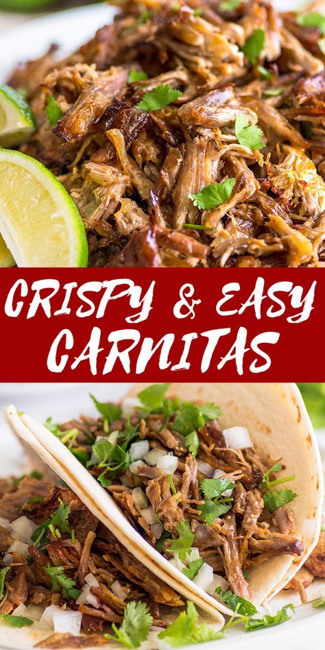 This Easy Carnitas Recipe makes amazing carnitas: rich, tender shredded pork with crispy, crunchy edges, perfect for tacos, burritos, or just eating by the forkful. Post includes step-by-step instructions and everything you ever wanted to know about making carnitas. Easy Pork Carnitas, Carnitas Enchiladas, Easy Carnitas, Mexican Pork Recipes, Baking Mischief, Pork Carnitas Recipe, Spanish Foods, Mexican Pork, Easy Foods